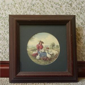Vintage Framed Pastoral Scene Art
